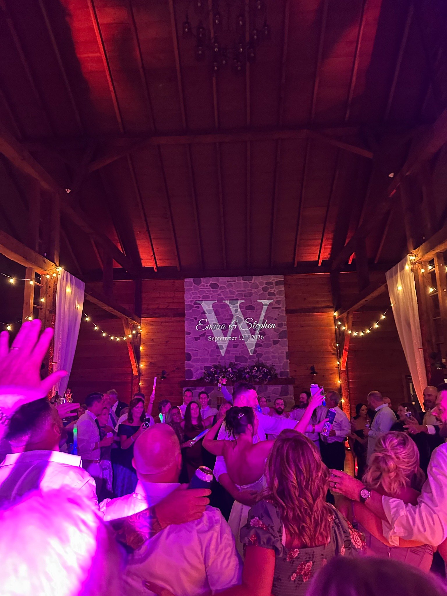 Wedding reception dance floor during a DJ-led celebration